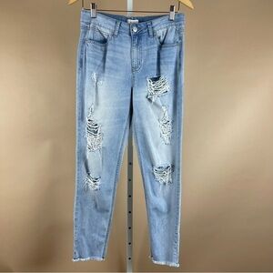 Sky & Sparrow Juniors Size 7 Distressed Raw Hem Light Wash Cali Jeans Beachy